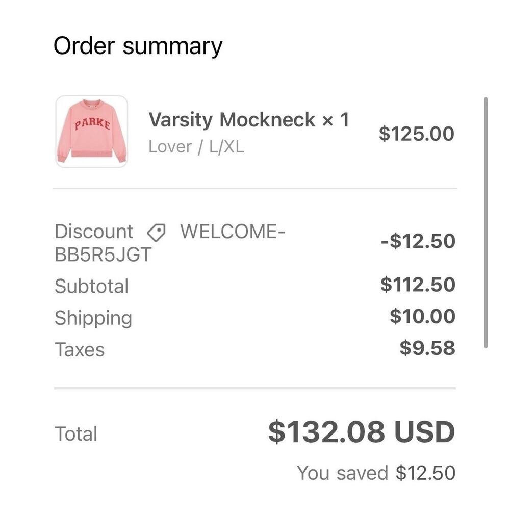 PARKE Varsity Pink Mock Neck Sweatshirt Valentines Day Lover RARE L/XL - Picture 2 of 16